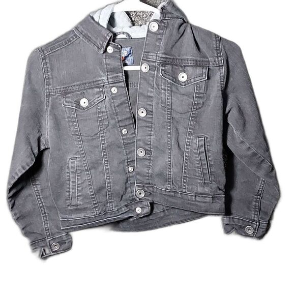 The Children's Place S (5/6) Hooded Denim Jean Black Jacket - Picture 1 of 12